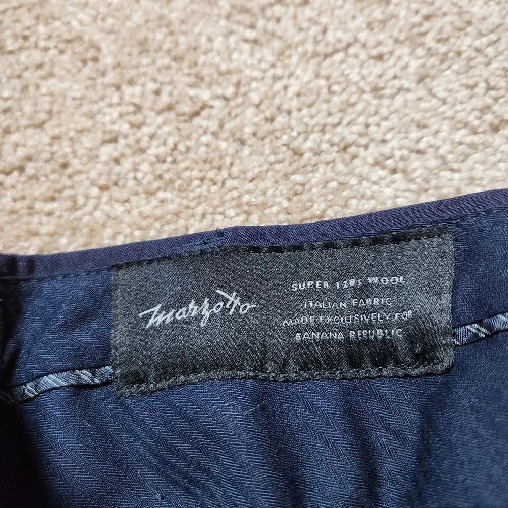 Banana Republic Dress Pants Men 31x30 (32X29) Navy Blue Marzotto Super 120s Wool
